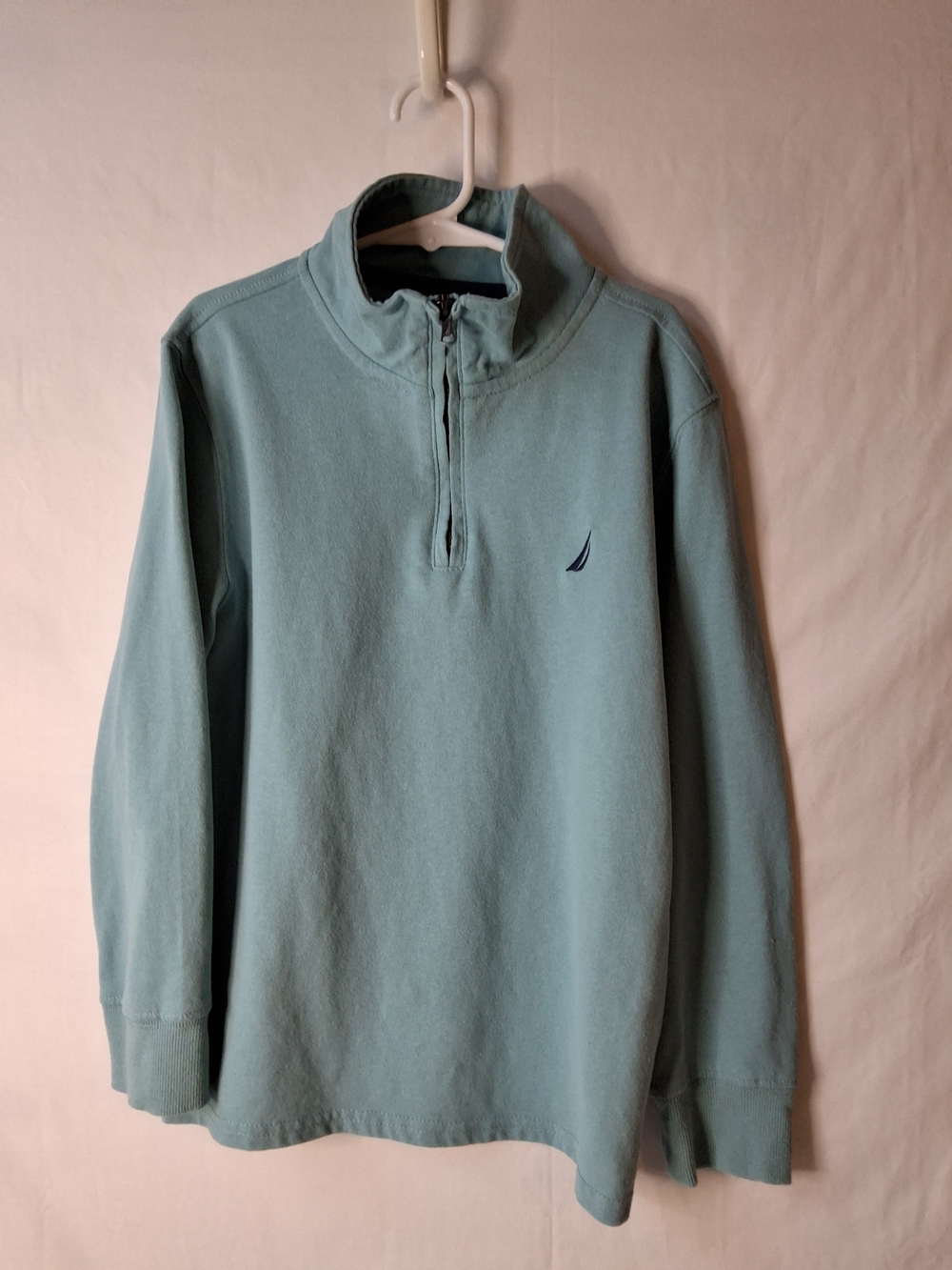 Nautica Light Teal Half-Zip Pullover with Sailboat Logo